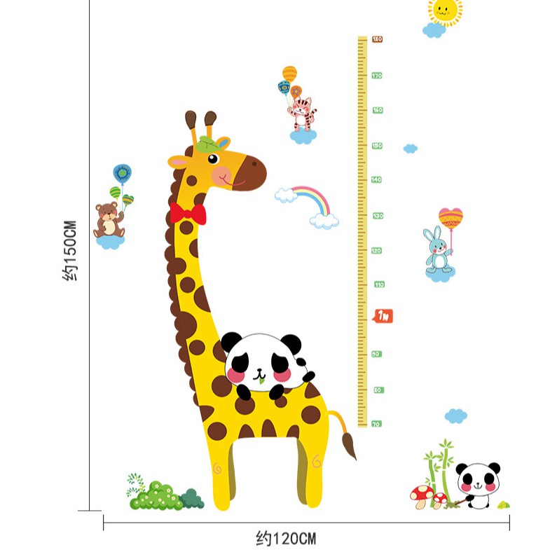 RELIZA WALL STICKER PENGUKUR TINGGI BADAN JERAPAH HEWAN GROW UP ANIMAL STIKER DINDING SK9044