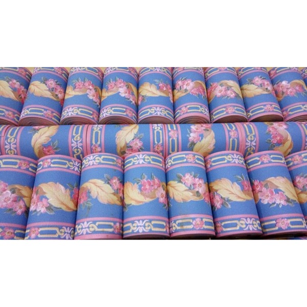 Wallpaper Border List Motif Bunga Biru Minimalis