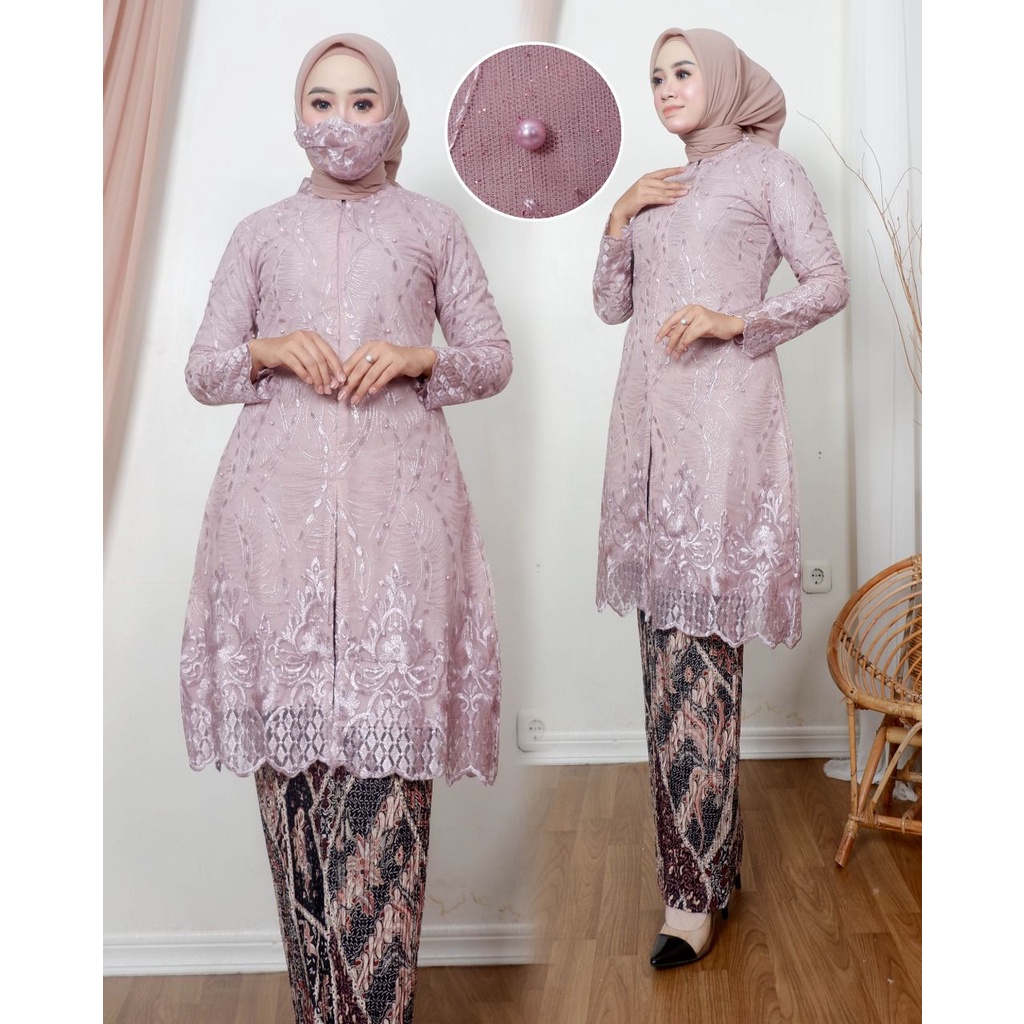 Permata Olshop / Kebaya Tunik Busui Ningrum AD / Tunik Brokat Modern / Kebaya Pesta / Kebaya Busui