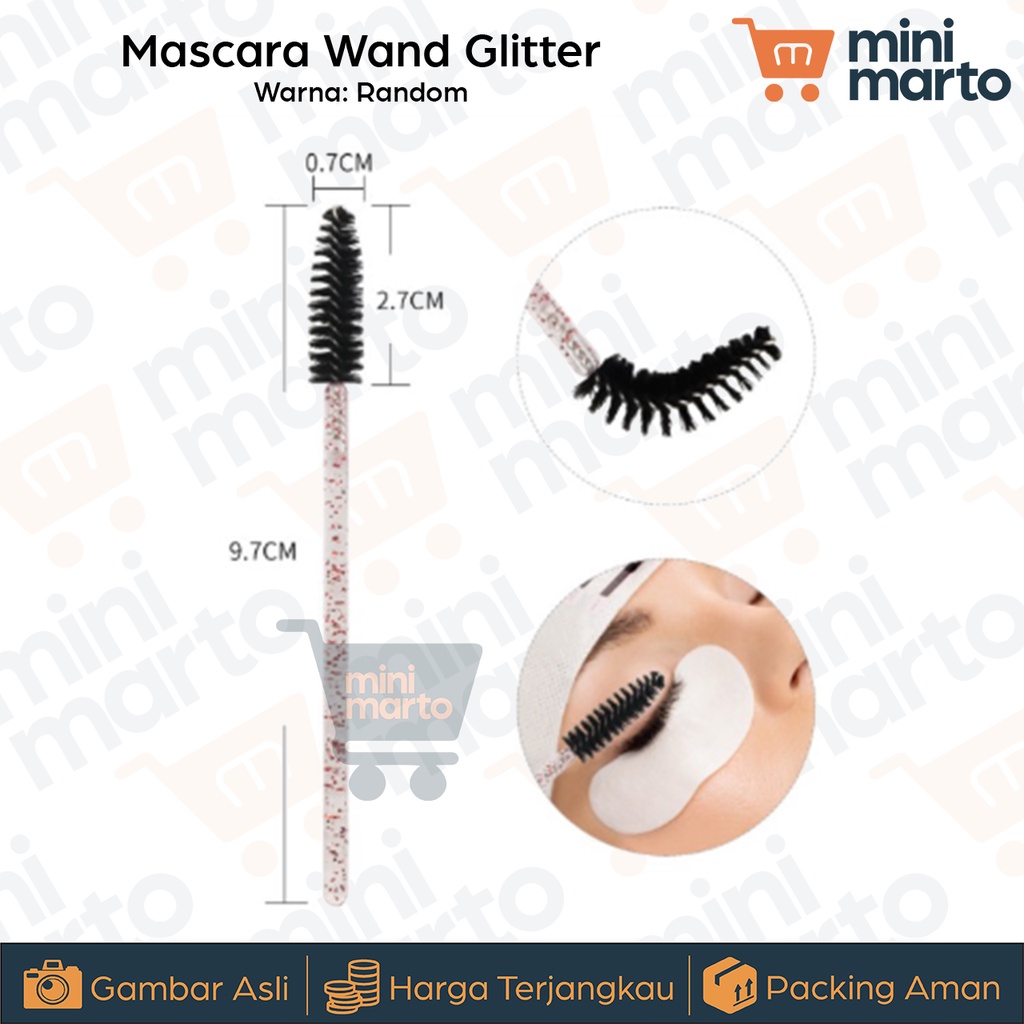 Eceran Mascara Wand Spoolie Sisir Bulumata Eyelash Extension Glitter - Minimarto