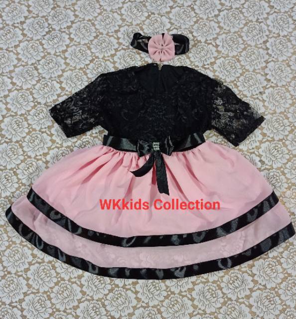 Gaun anak cantik,bahan brukat combi seruty, size 1bulan-5 tahun