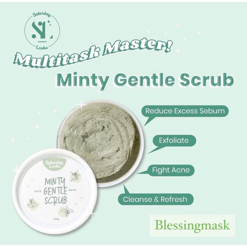 Saturday Looks Minty Gentle Scrub Face Mask - 125gr / Masker Wajah