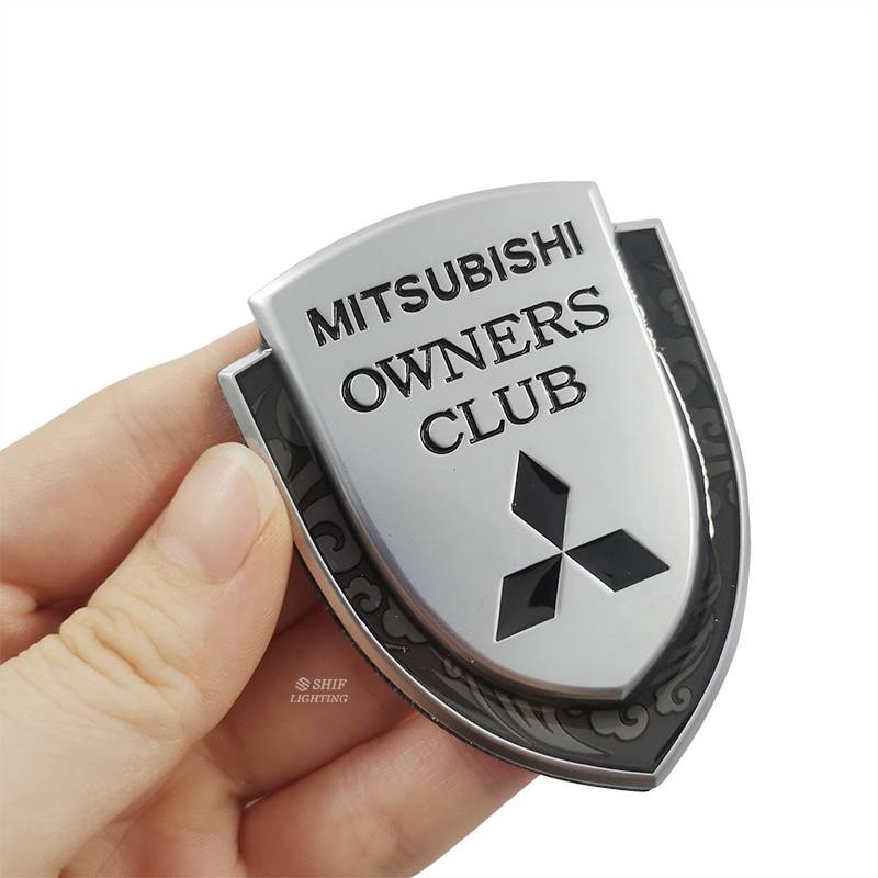 1 x Metal Mitsubishi Club Owners Auto Car Side Rear Decorative Emblem Badge Sticker Decal