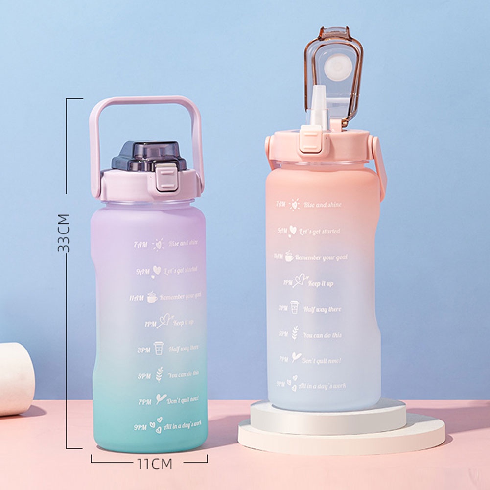 BOTOL MINUM MOTIVASI 2 LITER TUTUP FLIP BPA Free + SEDOTAN