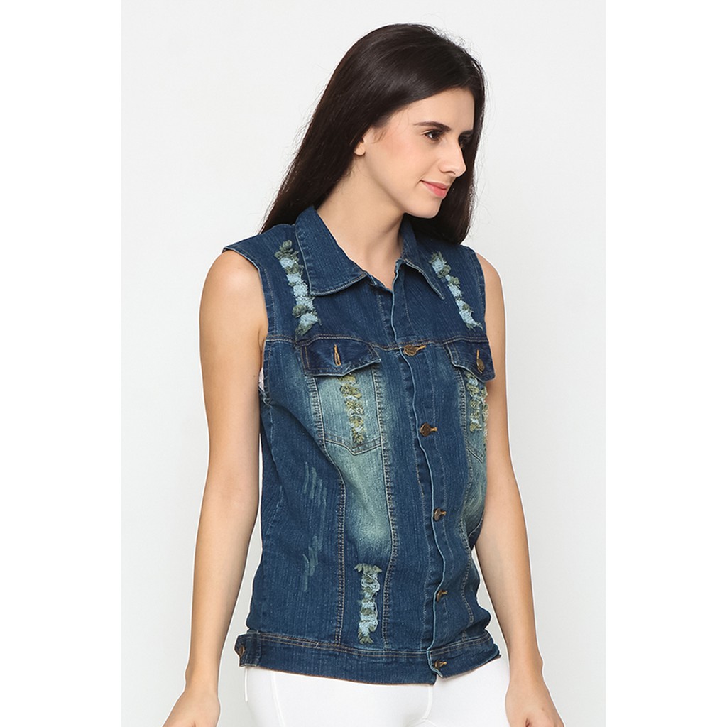 Rompi Jeans Wanita Tanpa Lengan Model Terbaru - XSHOP Jacqline