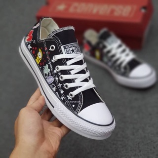  SEPATU CONVERSE X BT21  KARAKTER BLACK WHITE GRADE ORIGINAL 