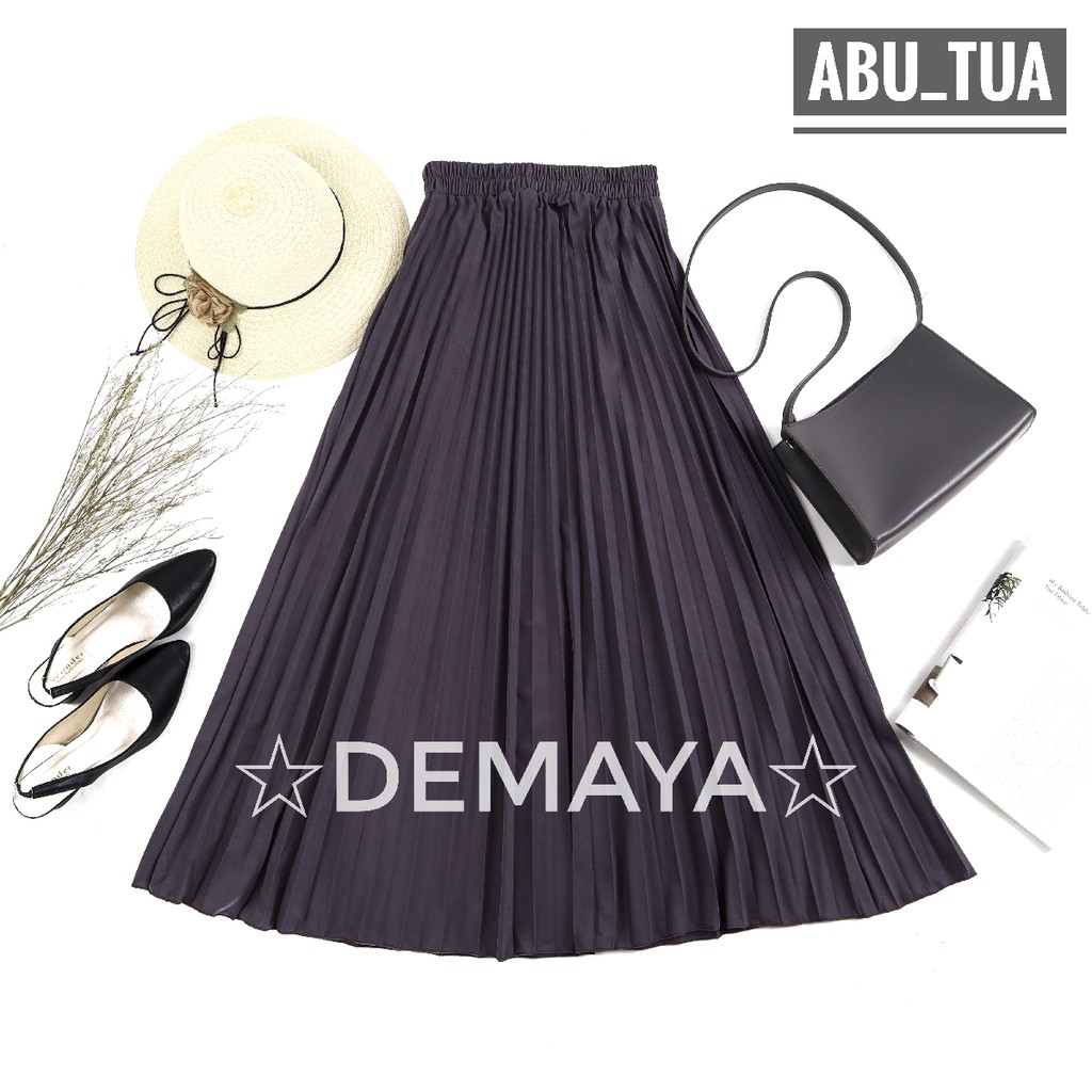 Rok Plisket Panjang EKONOMIS Demaya 881.A Rok Rempel Mayung Flowy Pleated Skirt Flare Skirt