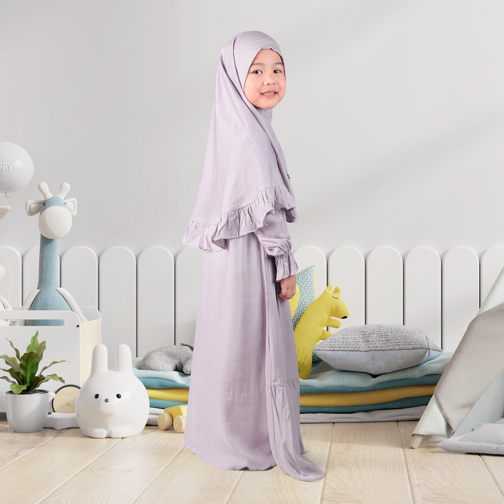 Set Gamis Anak Usia 1 Sampai 2 Tahun Model Kancing Terbaru Silver Jasmin