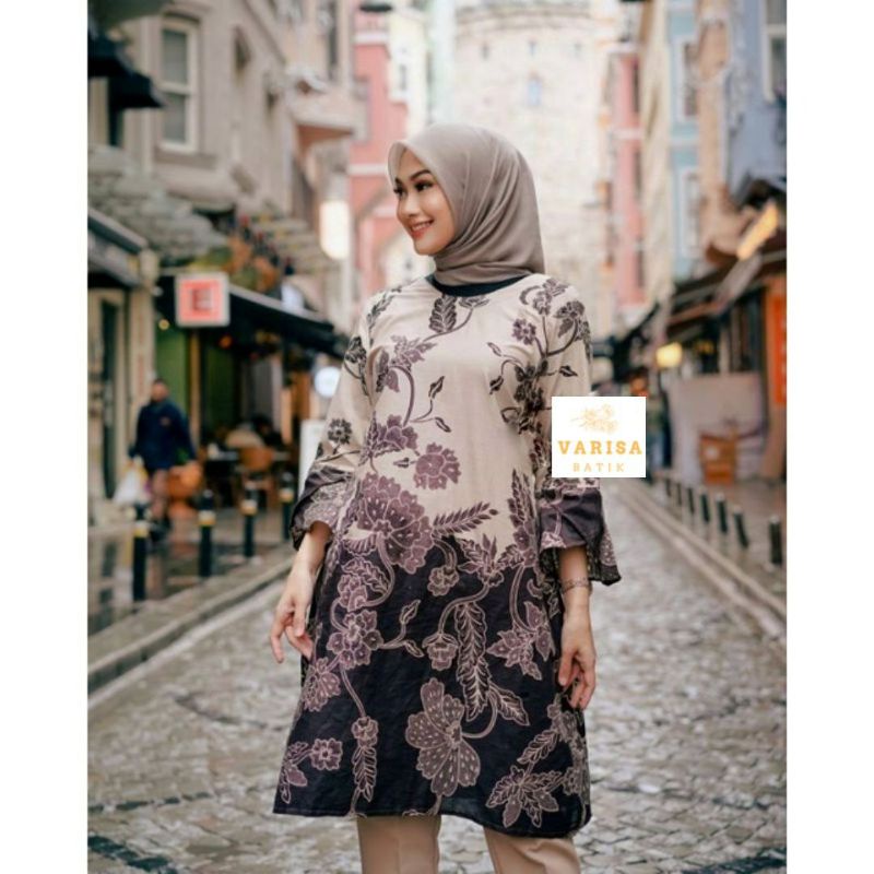 Tunik Batik Kantor Atasan Wanita Tunik Modern M L XL XXL Dress Batik Cantik | Batik Modern Jumbo BKIL