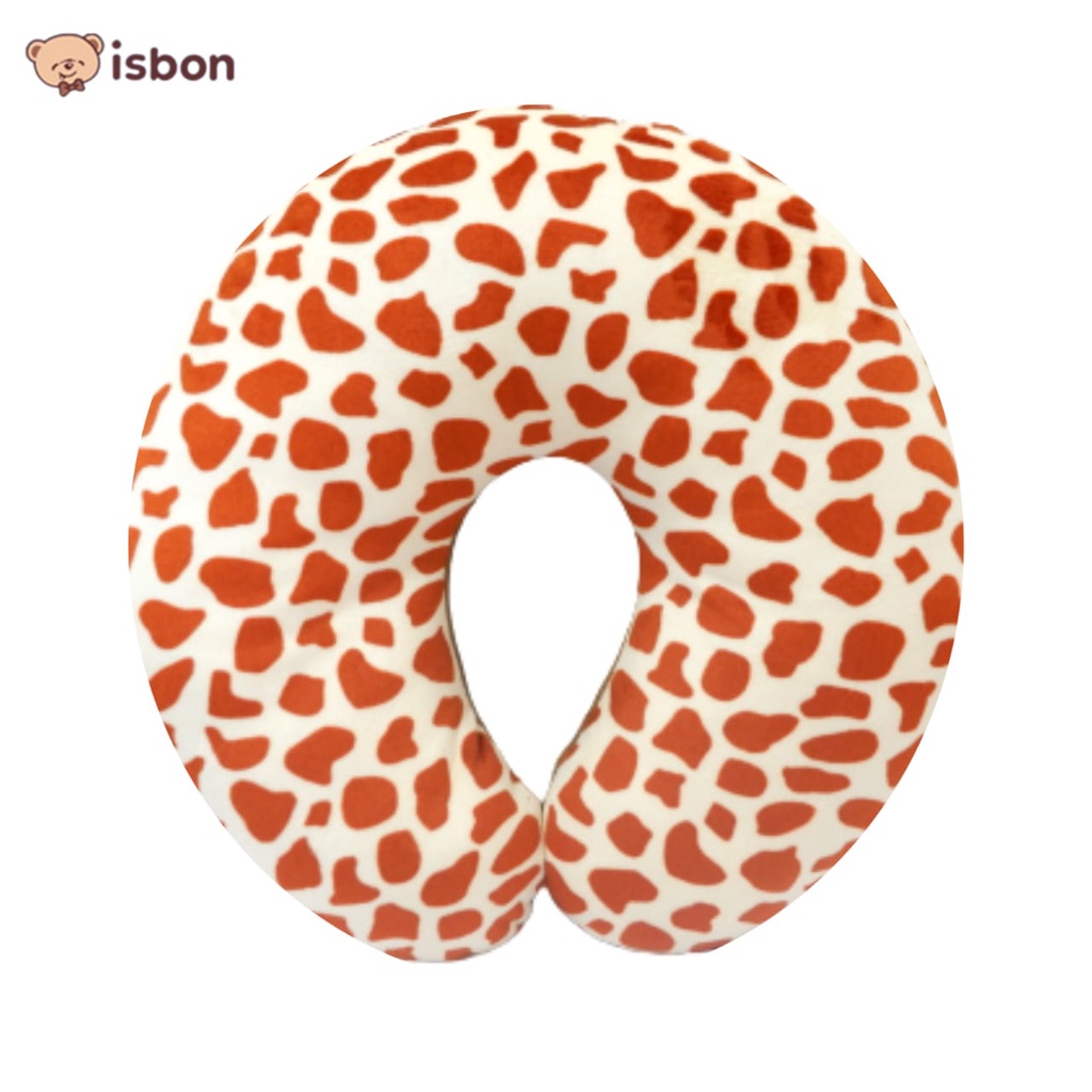 ISTANA BONEKA Bantal leher jerapah neckrest motif giraffe cokelat putih bahan premium nyaman dipakai traveling