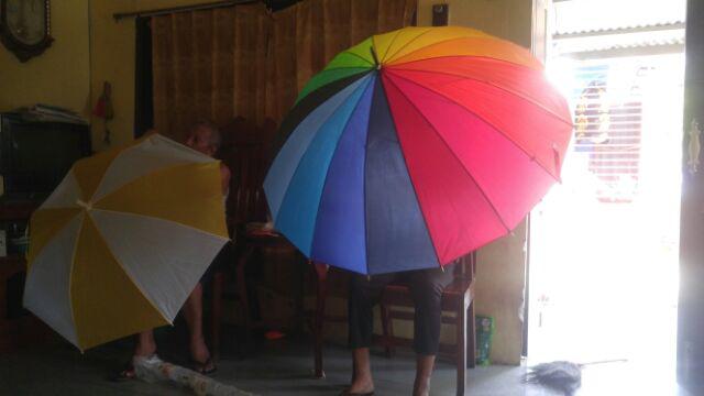 Payung Golf Segi Empat Biru Putih Bicolor Sablon