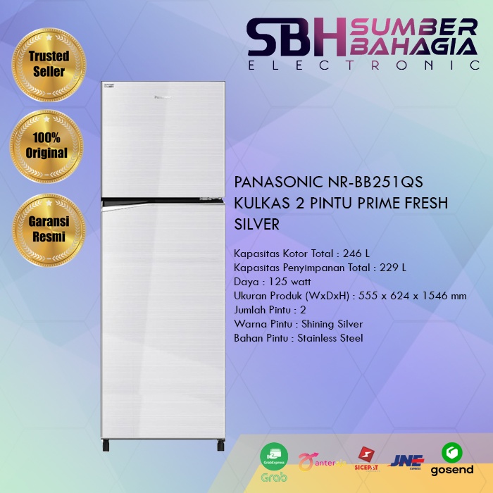 PANASONIC NR-BB251QS KULKAS 2 PINTU PRIME FRESH SILVER (NEW) (KHUSUS BANDUNG)
