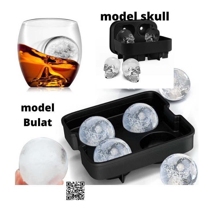 Cetakan Es Batu Model Skull DAN Bulat Ice Ball Maker Silicone