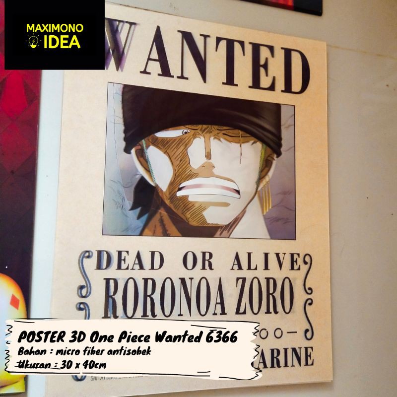 POSTER ANIME 3D ONE PIECE WANTED 6366