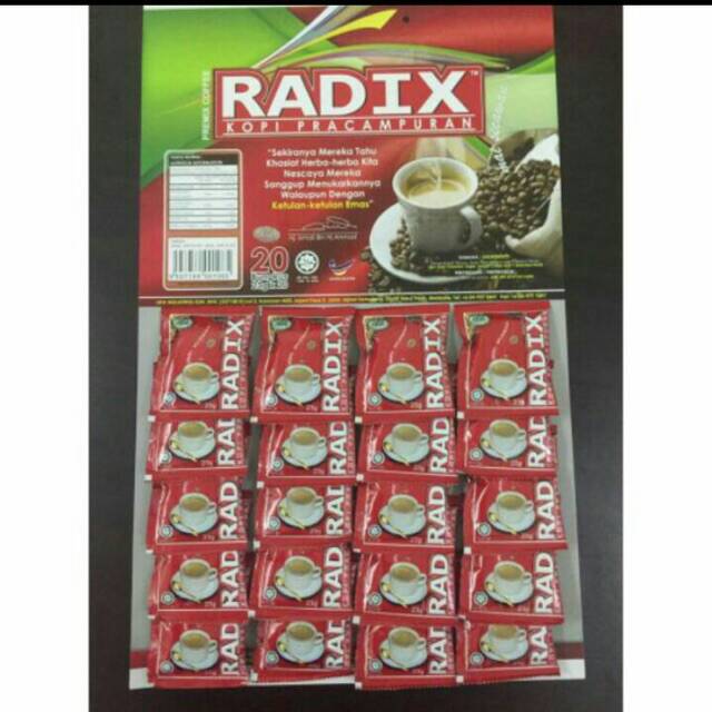 

Kopi radix import hpa malaysia original isi 20 sachet