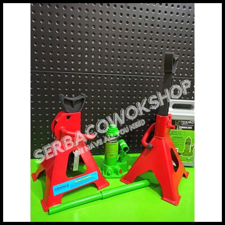 Paket Dongkrak Botol 2 Ton Tekiro + Jack Stand 3 Ton Bonus Kunci Roda