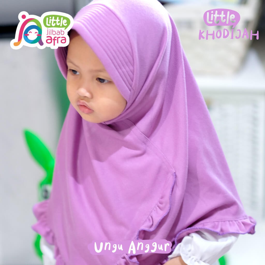 Jilbab Instan Anak Little Khodijah Ungu Anggur - Little Jilbab Afra - Bahan Kaos, Adem &amp; Lembut