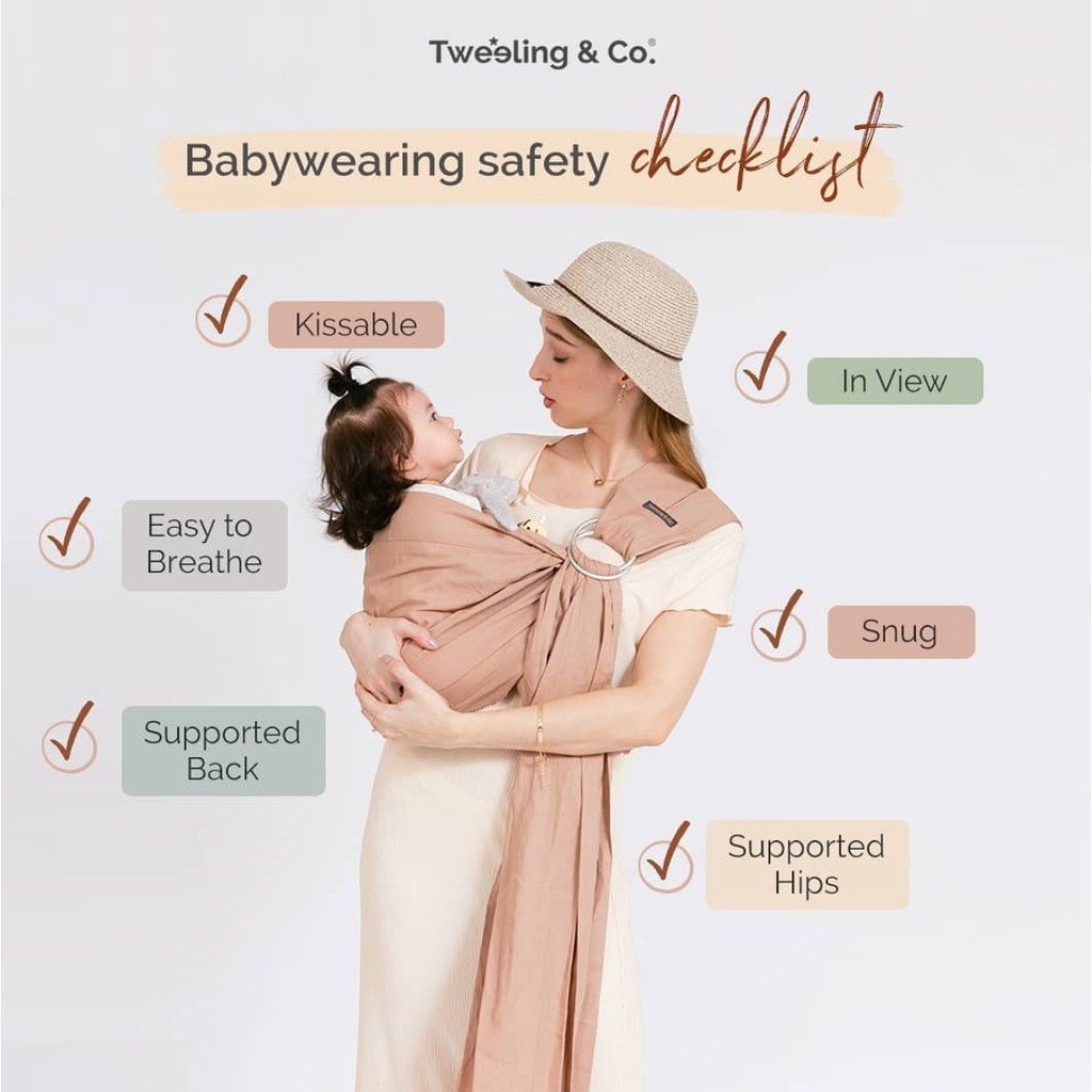 Tweeling &amp; Co Gendongan Kain Ring / Baby Ring Sling - Carrier Bayi Cotton Linen Katun Cukin