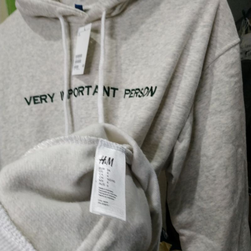 Hoodie Hm Very Important Person Grey Jaket Abu Misty Free Paper Bag