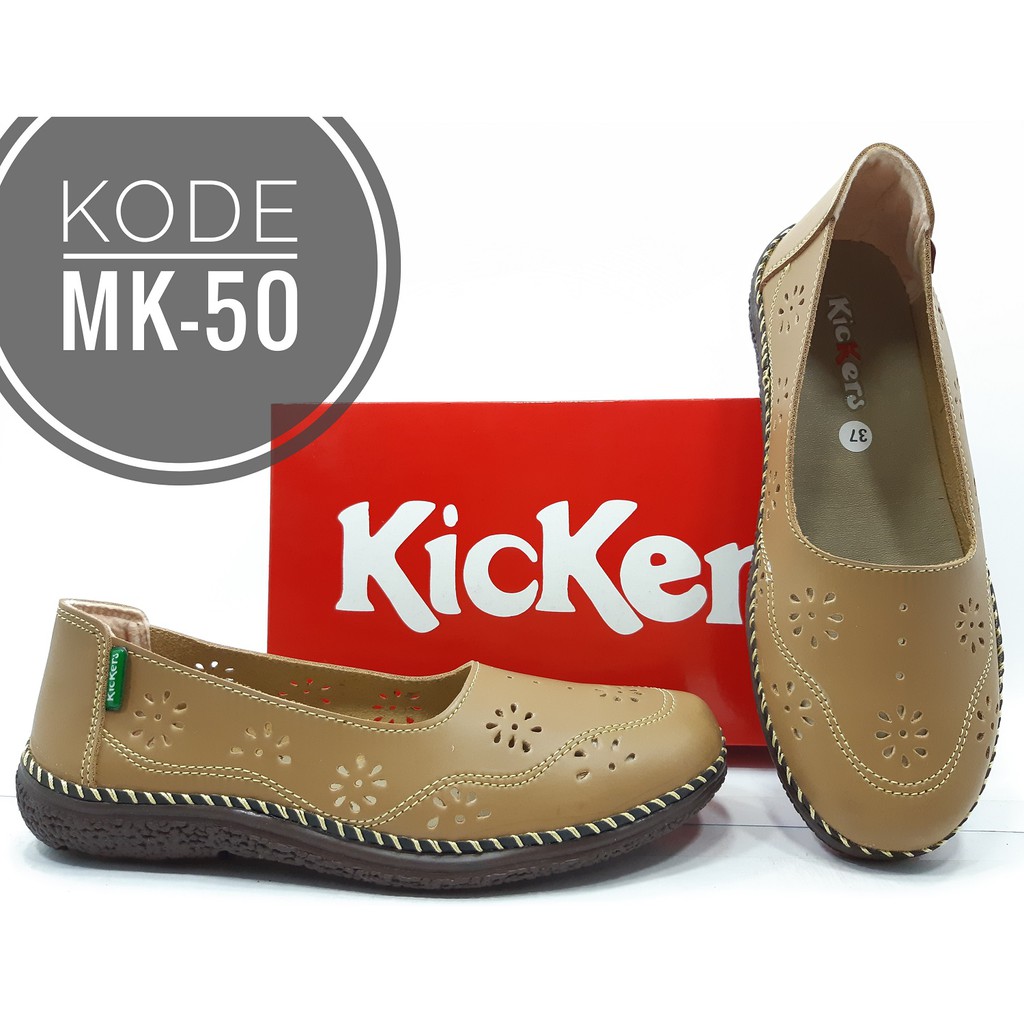 Sepatu Kickers Wanita Slip On Kode MK-50-Jahe