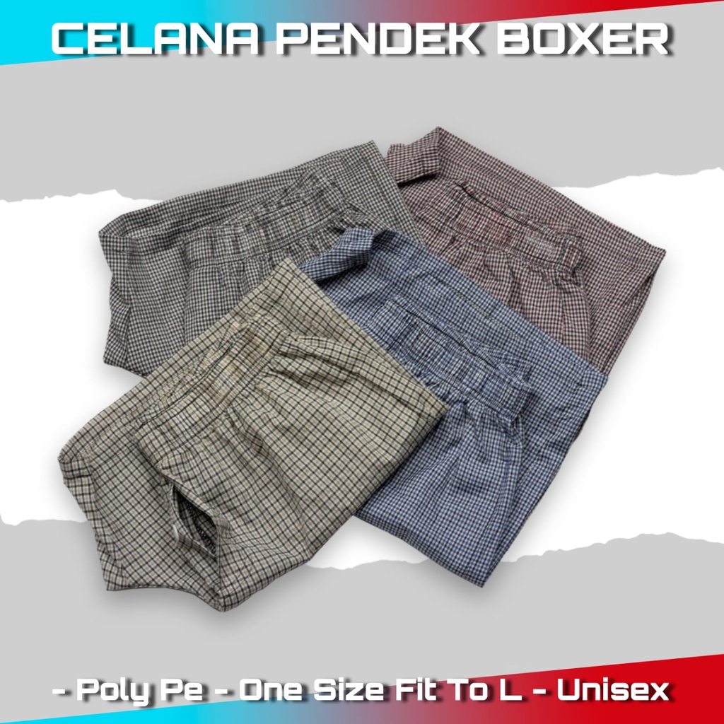 CELANA BOXER PRIA WANITA NYAMAN ADEM LEMBUT MODEL KANCING MOTIF KOTAK KEREN