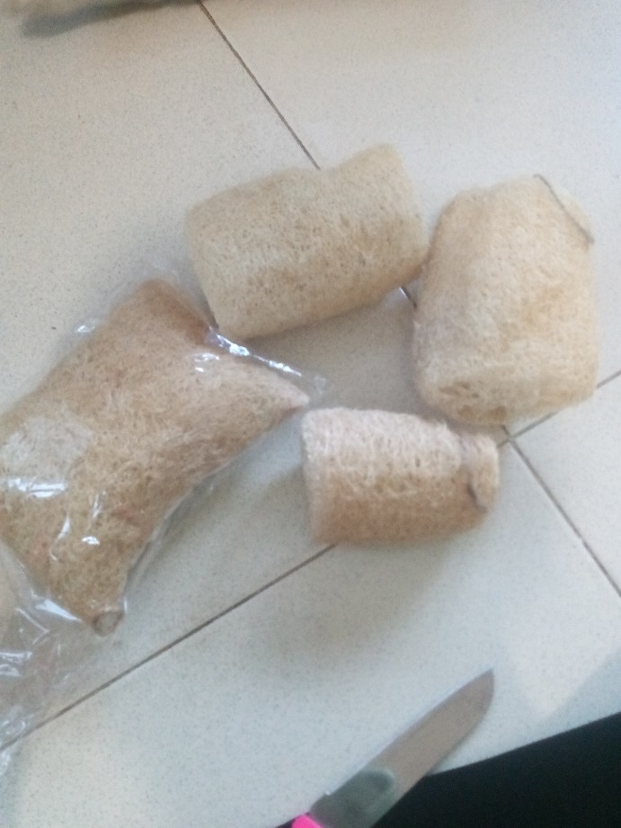 Loofah Puff Mandi Alami Premium Quality + Tali Medium Size