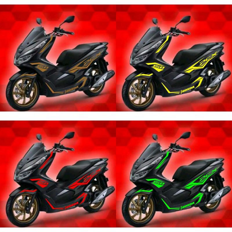 (BISA COD) CUTTING STRIPING STIKER STICER DECAL PCX 150 LIS BODY HONDA PCX VARIASI GOLD