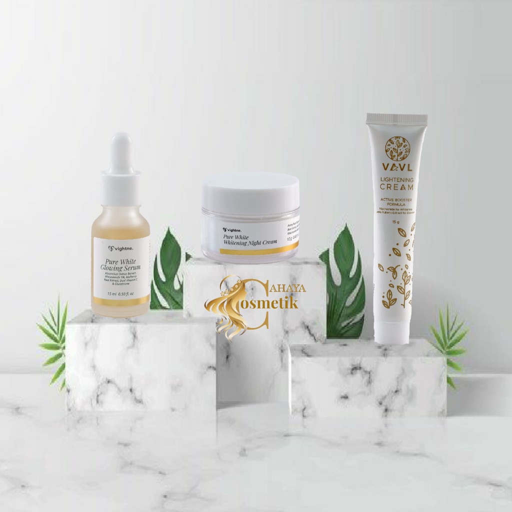 SET PAKET VAVL PURE WHITENING SERIES + LIGHTENING  CREAM FREE POUCH DAN GIFT