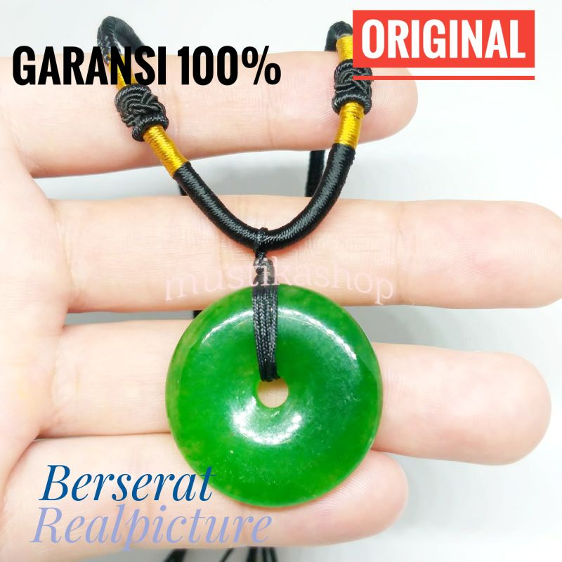 Kalung Tali Liontin Giok Donat Original Asli Cina