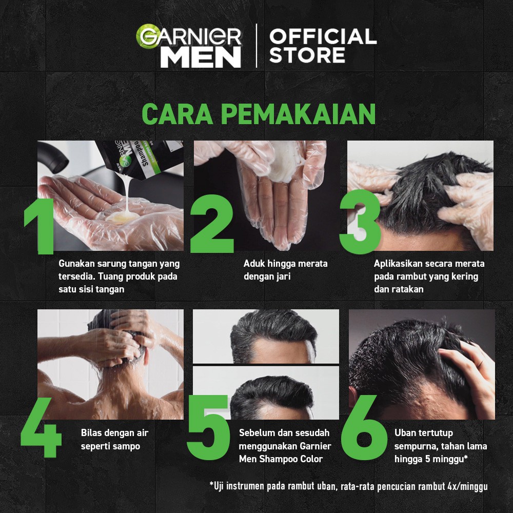 Garnier Men Shampoo Color (Pewarna Rambut Pria Semudah Shampoo)