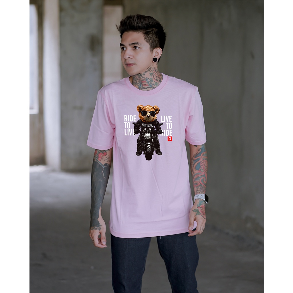 BRIGO Kaos Lengan Pendek Bear Rider II Kaos Distro BRIGO Beruang Rider II Kaos Katun Combed M-XL ( Pria &amp; Wanita )