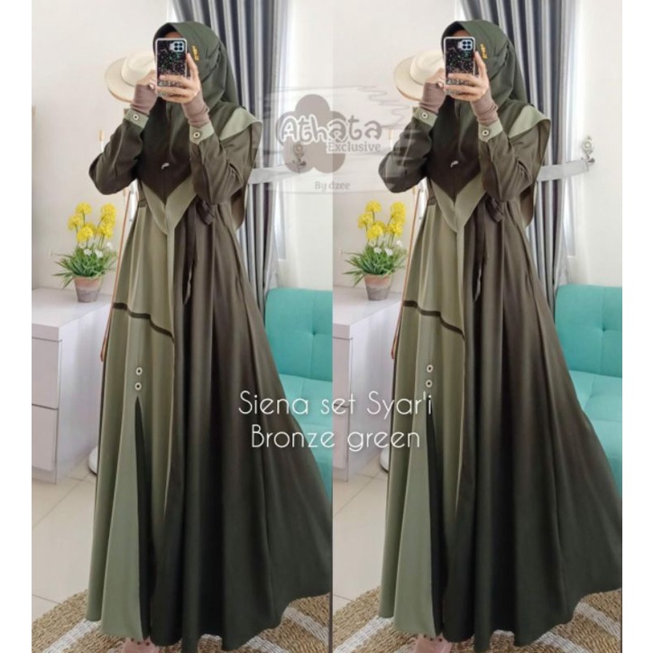 Restock new SET GAMIS KHIMAR SIENA BY ORI *ATHATA* GAMIS SYAR'I LD 108 PB 140