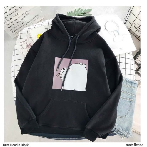 CUTE  SWEATER BAHAN KAIN FLEECE Sweater Wanita Oversize Hoodie Wanita Aesthetic Korea Hoodie Wanita