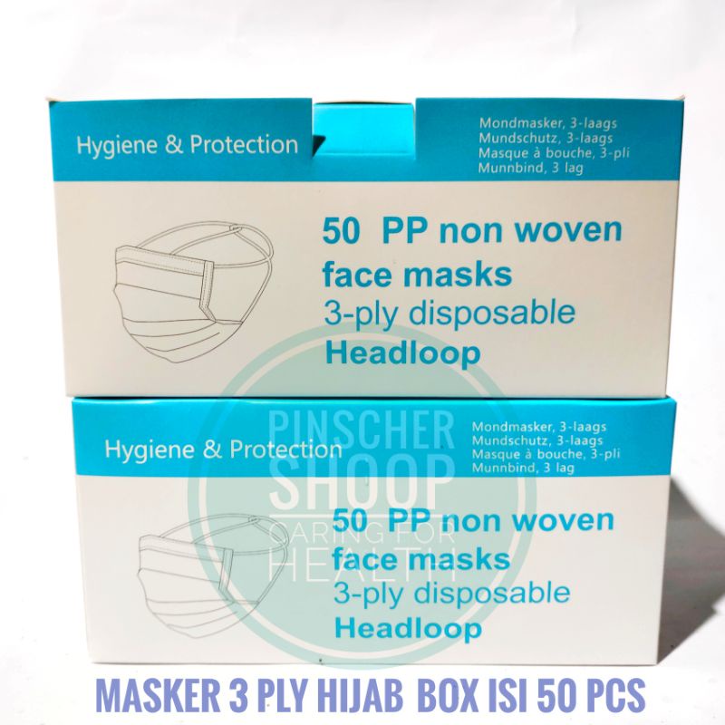 MASKER 3 PLY FACEMASK DAILY MASKER CANTOL / MASKER HIJAB NON MEDIS ISI 50 PER BOX