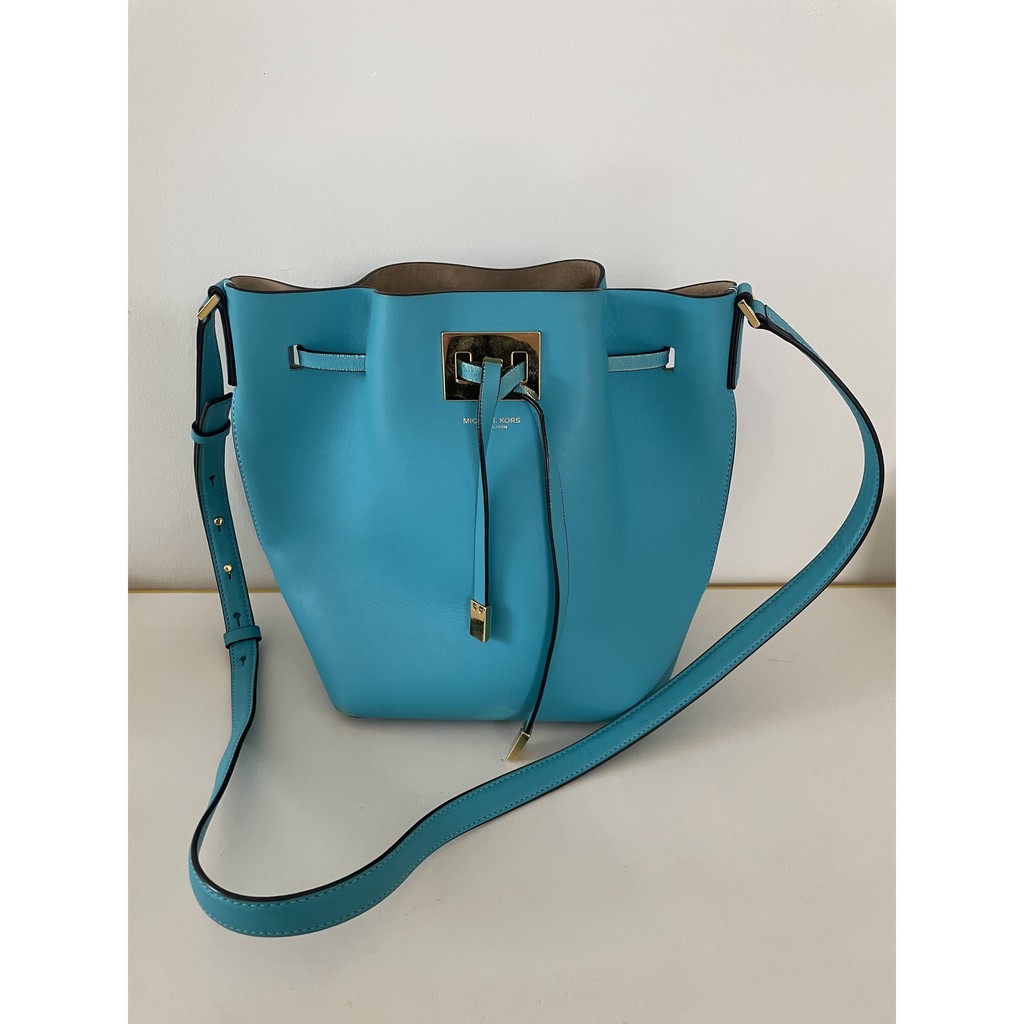 Authentic Michael Kors Turquoise Blue Bucket Bag Sling Bag Preloved