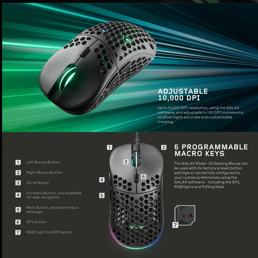 GALAX SLIDER - 05 ERGONOMIC GAMING MOUSE RGB