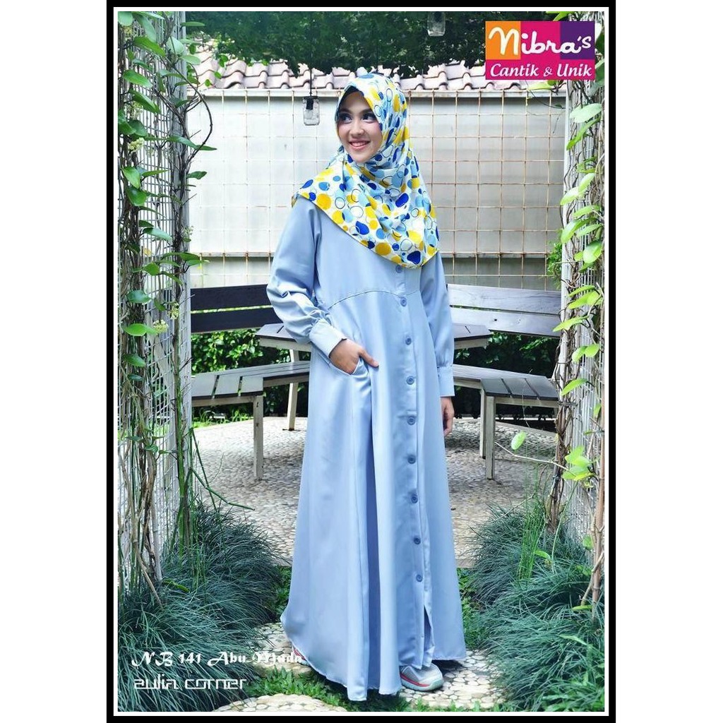 Gamis Model Terbaru Nibras NB 141 Abu Muda Baju Wanita Terbaru Model Gamis Terbaru