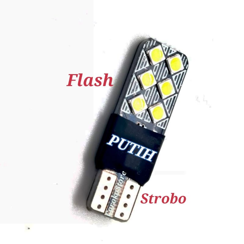 Lampu LED T10 Strobo Kedip Flash 12 mata super bright