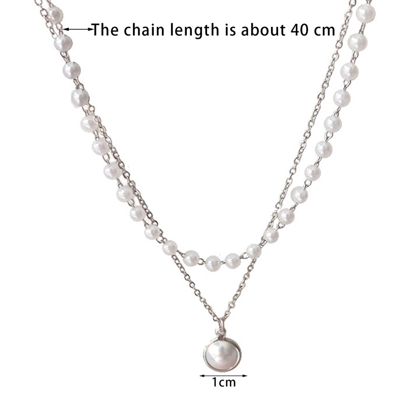 Kalung Choker Rantai Liontin Mutiara Lapisan Ganda Untuk Wanita