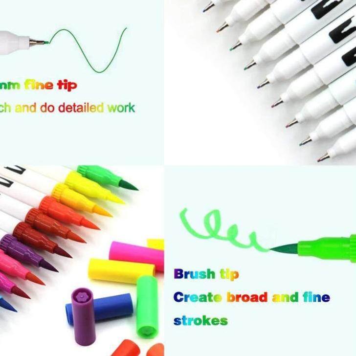 

SALEE!!!!.. Slayershop Dual Tip Pulpen Sikat 24/48/60/100Warna Sketsa Menggambar Manga Dual Head spidol Warna Air Pena untuk Menggambar Animasi Mewarnai Books Desain Perlengkapan Seni