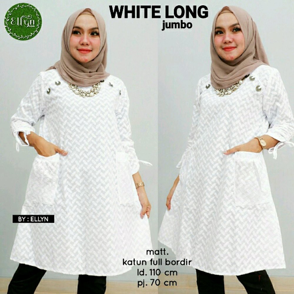 atasan baju  wanita tunik  putih blouse putih tunik  blouse 