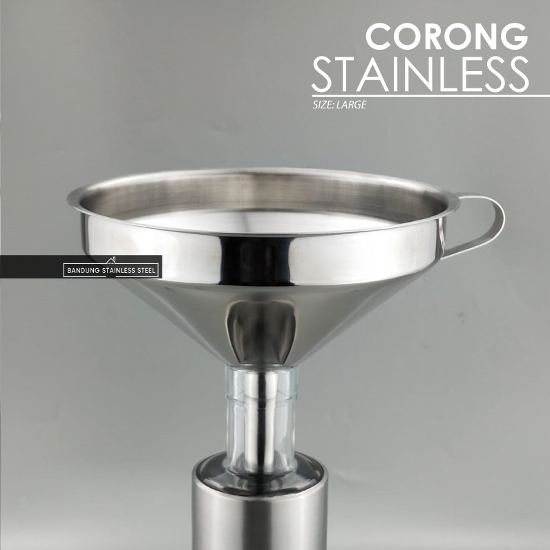 Corong Stainless dengan gagang serbaguna tuang minyak garam kecap jus pipa bentuk hati