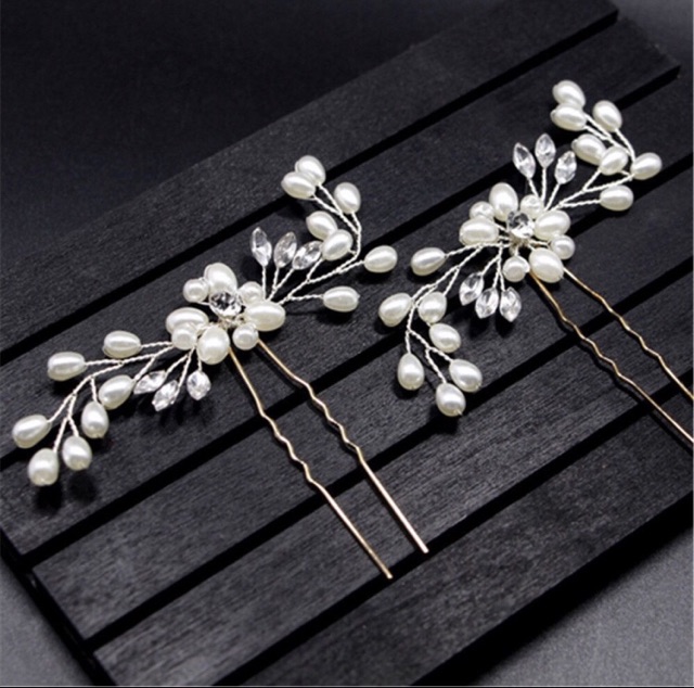 Vintage Wedding Pearl Flower Hairpin Jepitan Rambut Bridal - WD 004