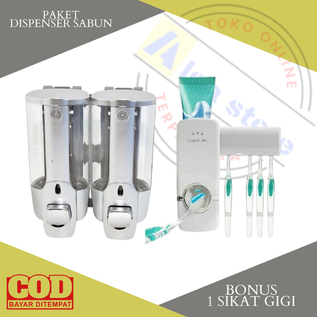 Bonuss Sikat Gigi Tempat Sabun Cair Key Lock + Dispenser Odol & Tempat Sikat Gigi Anti Bocor