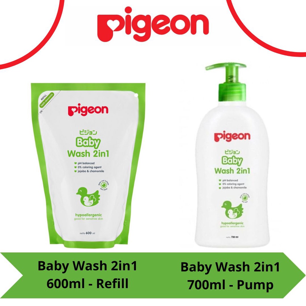 Pigeon Baby Wash Chamomile 2in1 / 2 in 1 Refill 600 ml / 600ml / Pump 700 ml / 700 ml