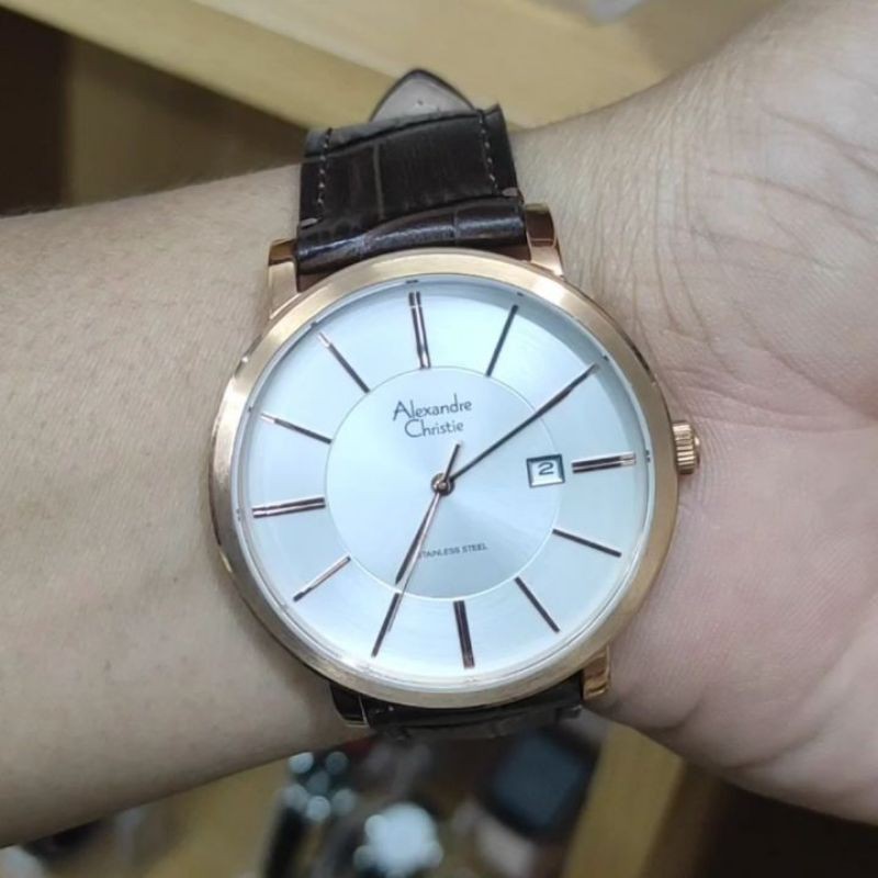 jam tangan alexandre Christie pria classic kulit Original