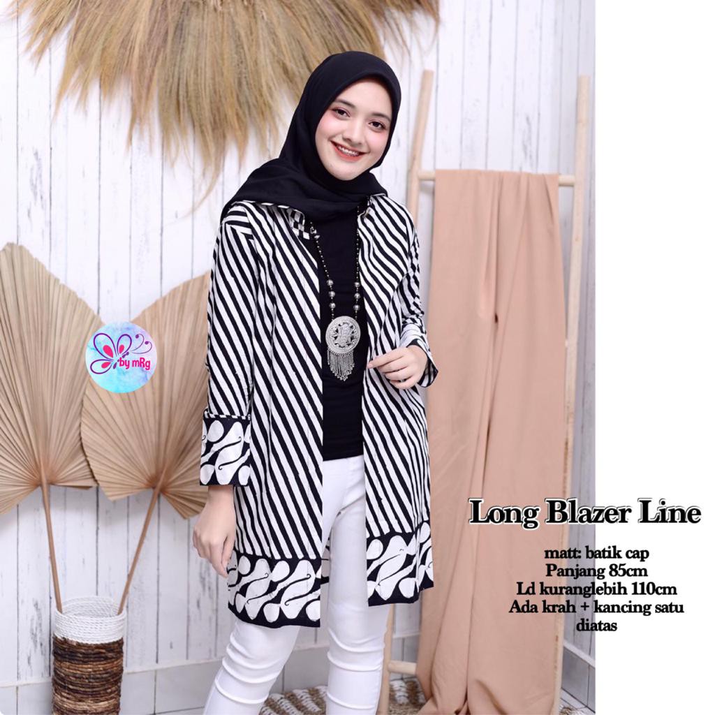 Long Blazer Batik LIne Black