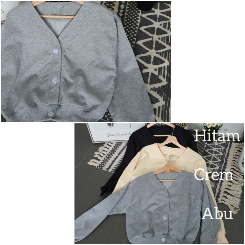 jenlisa crop outer jaket pendek cewek/jaket pendek wanita/button crop jaket