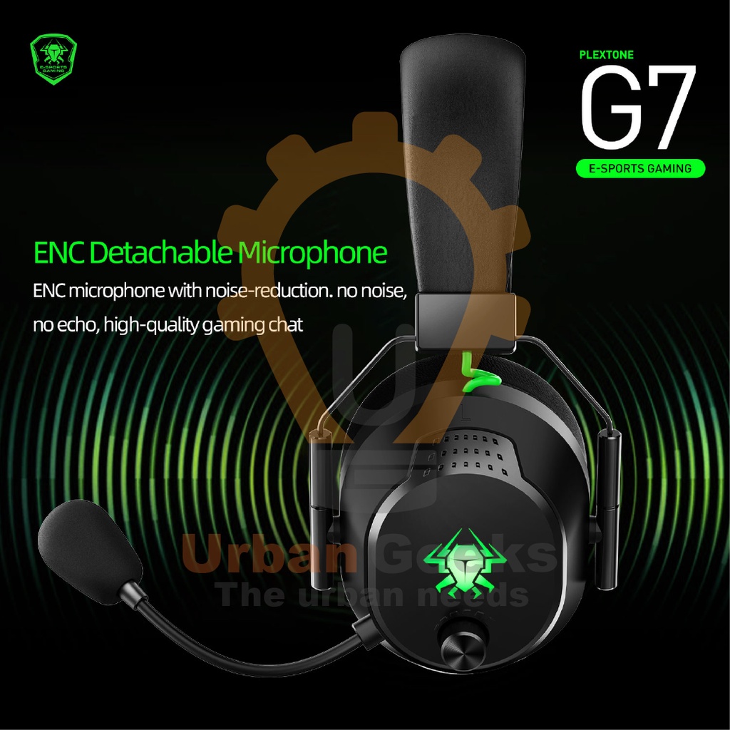 Bluetooth Headphone RGB 3D Audio ENC With Boom Mic Plextone G7