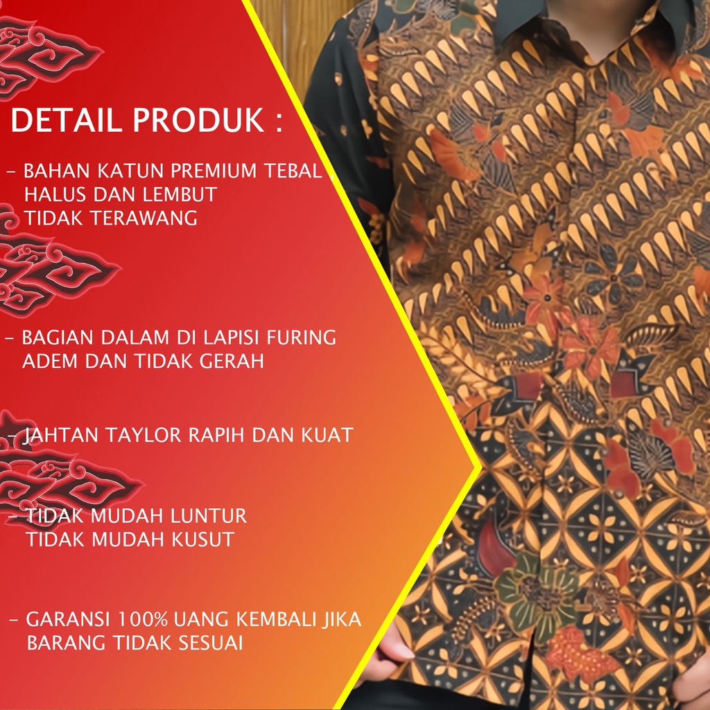 KEMEJA BAJU KONDANGAN BATIK ALUNA PRIA PEKALONGAN MODERN LENGAN PANJANG KEKINIAN PREMIUM PCW 096